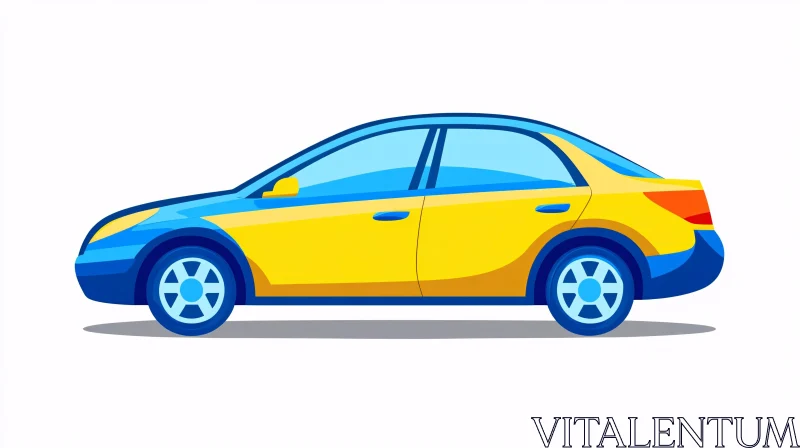 AI ART Modern Car Design in Blue and Yellow