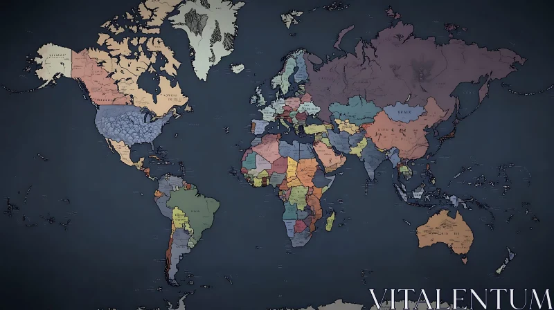 Vintage Political World Map AI Image