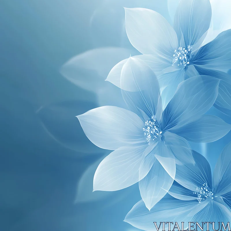 AI ART Tranquil Blue Blossoms