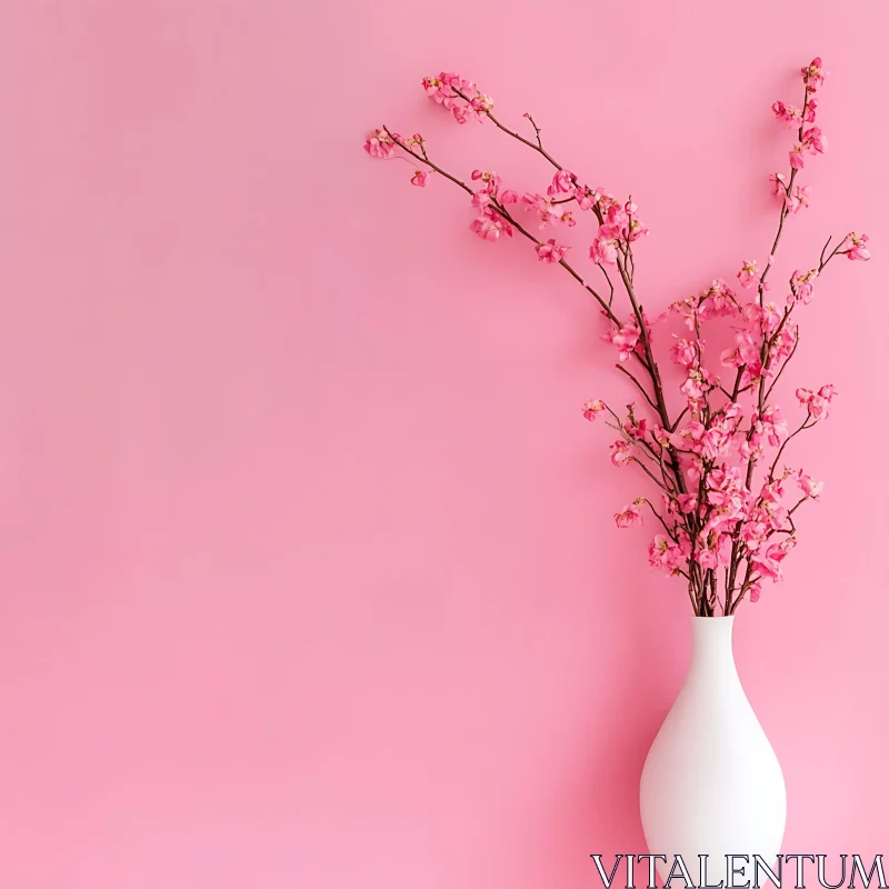 Minimalist Cherry Blossom Vase Decor AI Image