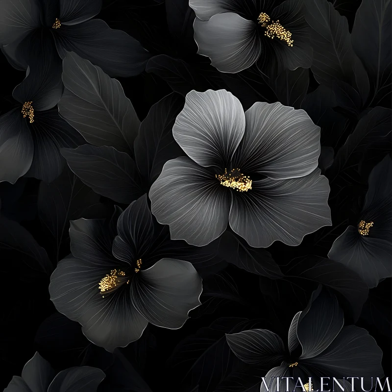 Mystical Dark Floral Arrangement AI Image