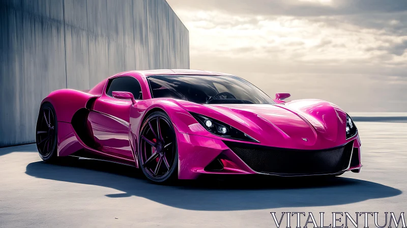 Modern Pink Luxury Sports Car AI Image