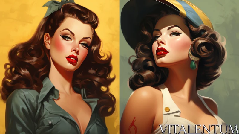 Vintage-inspired Pin-up Woman in Hat | Artistic Representation AI Image