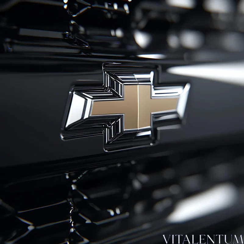 Shiny Chevrolet Car Emblem Close-Up AI Image