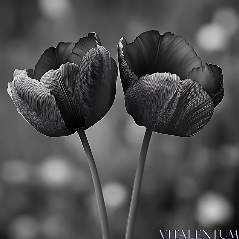 AI ART Sophisticated Black Tulips