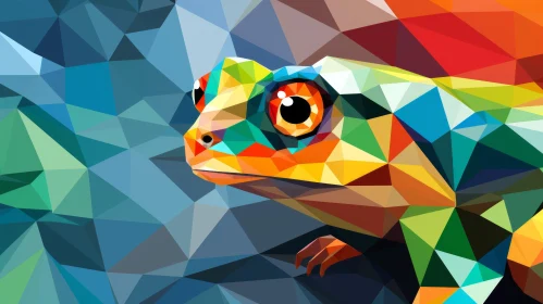 Polygonal Color Frog: A Geometric Abstraction in Art