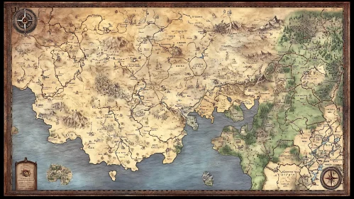 Fantasy Realm Antique Map Illustration