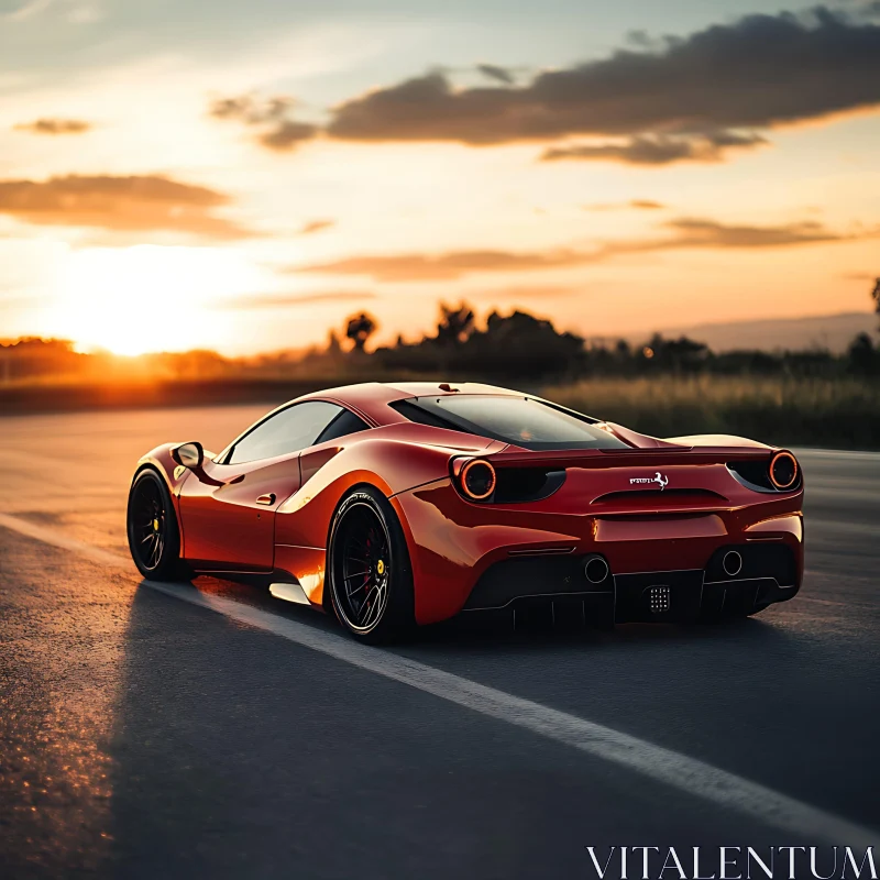 Luxury Supercar in Golden Sunset AI Image