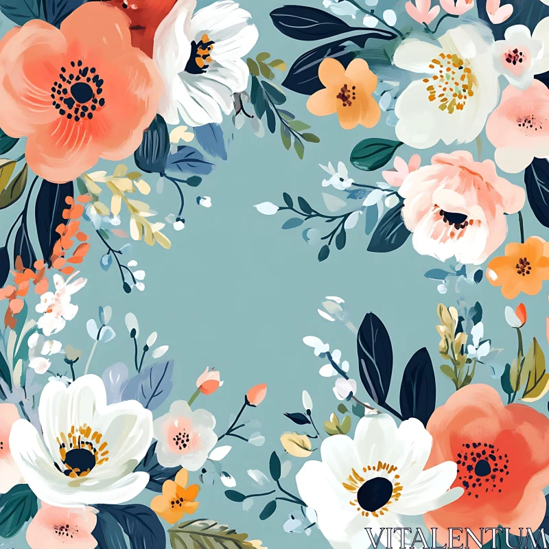 Beautiful Flower Arrangement Art in Vibrant Colors AI Image