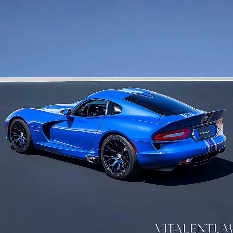 Stylish Blue Sports Car on Dark Surface AI Image