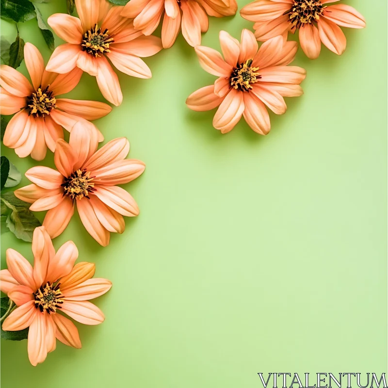 AI ART Orange Blossoms with Green Backdrop