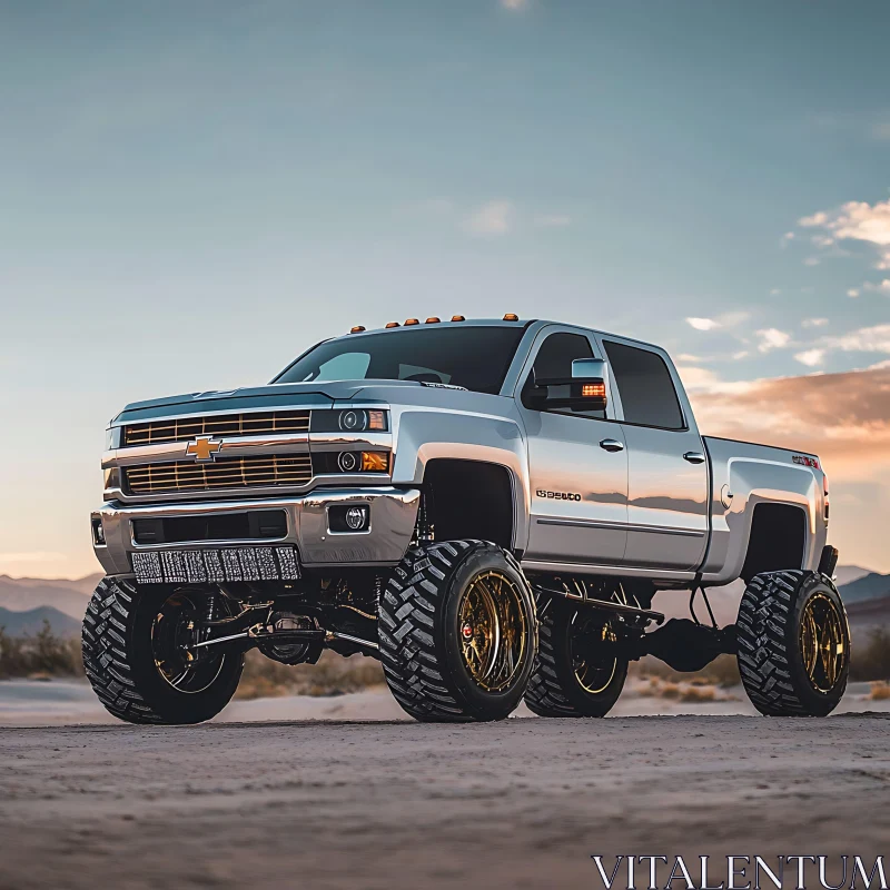 AI ART Off-Road Chevrolet Silverado at Sunset