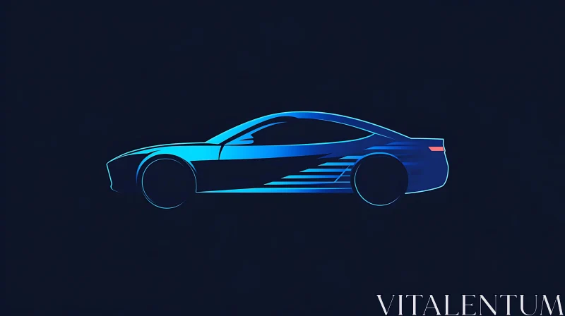 Futuristic Neon Car Silhouette AI Image