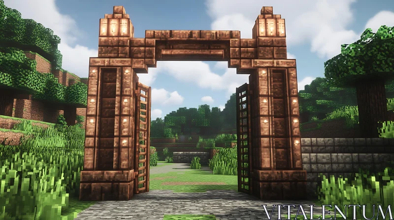 Grand Entrance Archway in Lush Forest AI Image