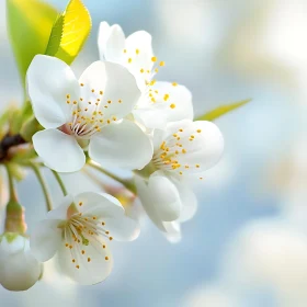 Spring White Blossoms in Close-Up