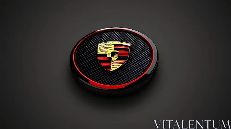 Sophisticated Automobile Badge in Black and Red AI Image