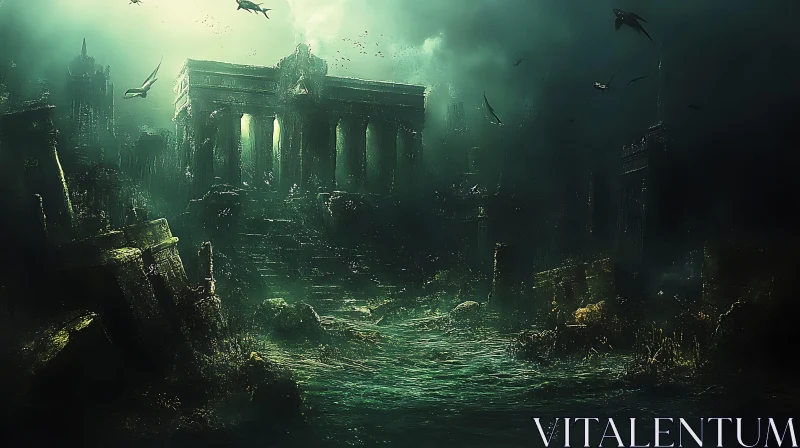 Submerged Ruins of an Ancient Civilization AI Image