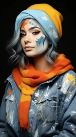 Urban Hip-Hop Style: Blue Dress and Face Paint Artwork