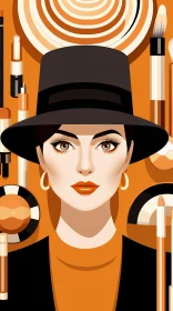 Captivating Hollywood Glamour Makeup Illustration: Vintage Styling Tools