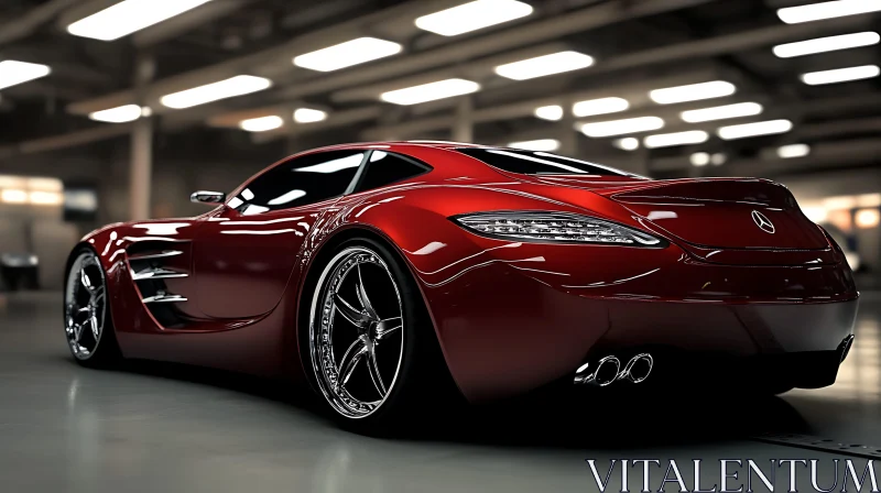 Luxury Red Sports Car Display AI Image