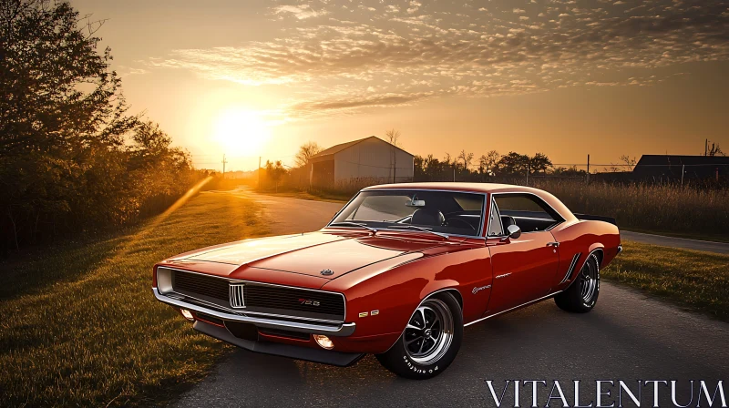 Vintage Automobile at Sunset AI Image