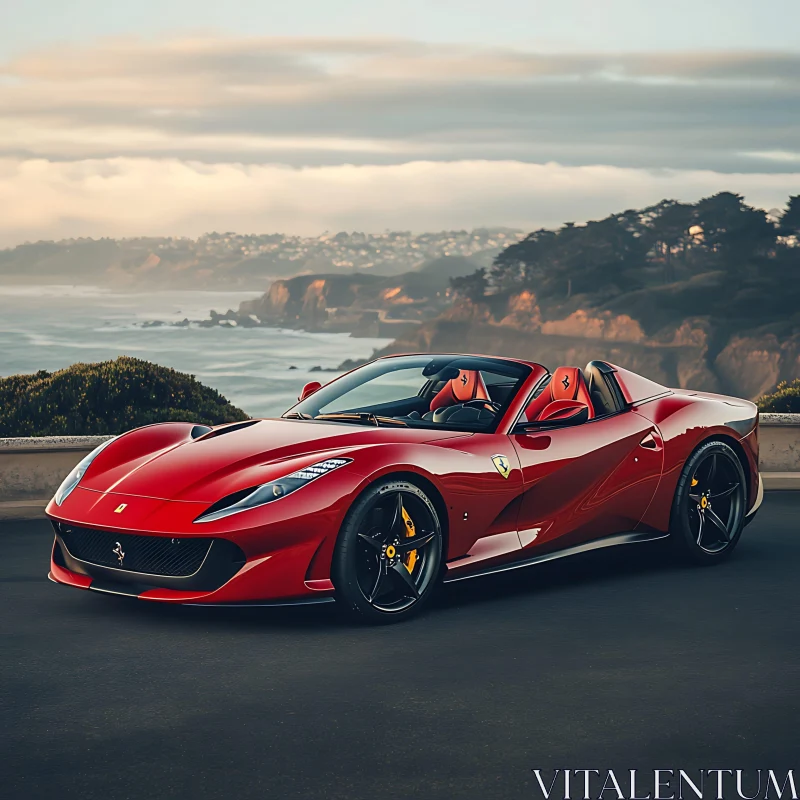 Exquisite Red Convertible by the Ocean Exquisite Red Convertible by the Ocean