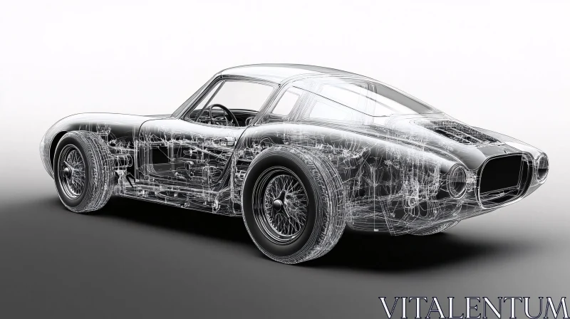 Classic Car Internal Structure in X-Ray View AI Image