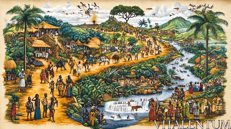 Vibrant Countryside Community with Nature and Wildlife AI Image