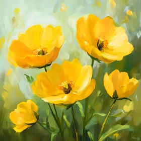 Colorful Yellow Poppies in Bloom