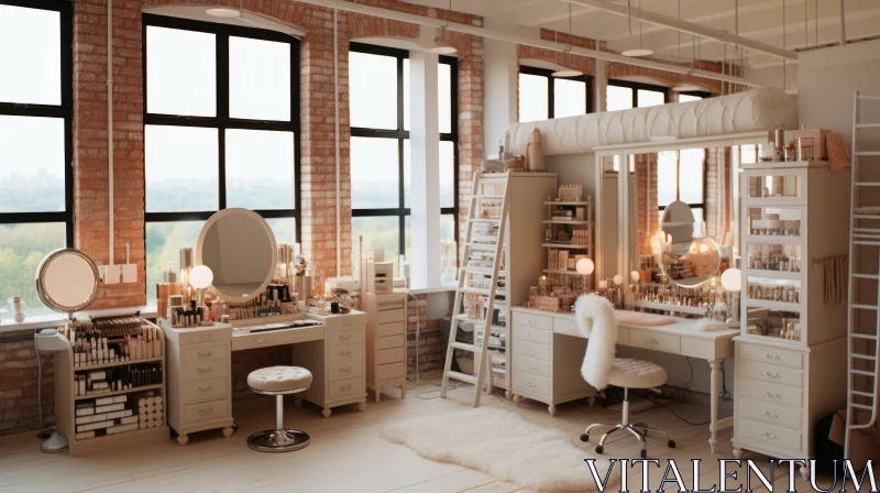 Captivating Beauty Room with Large Windows | Urban Industrialism AI Image