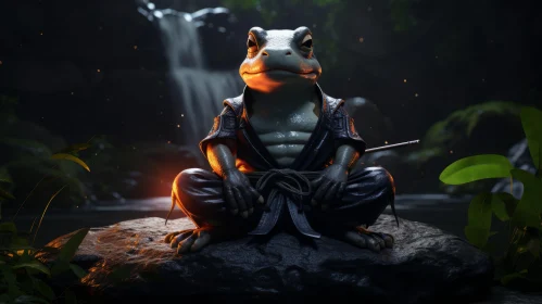Frog Statue Art in Unreal Engine 5 with Zen Influences