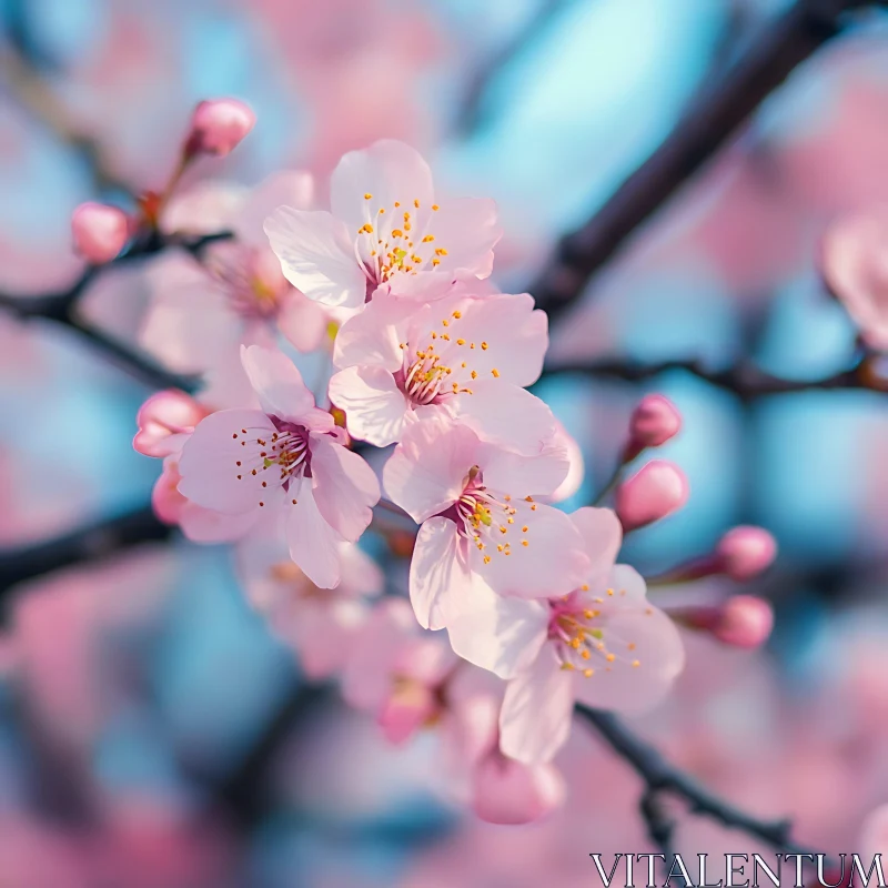 Serene Cherry Blossom Flowers in Spring AI Image