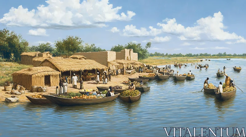 Traditional Market by the Riverside AI Image