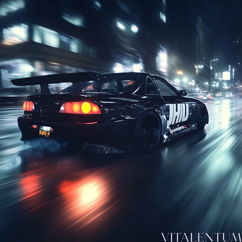 AI ART City Night Street Racing Sports Car