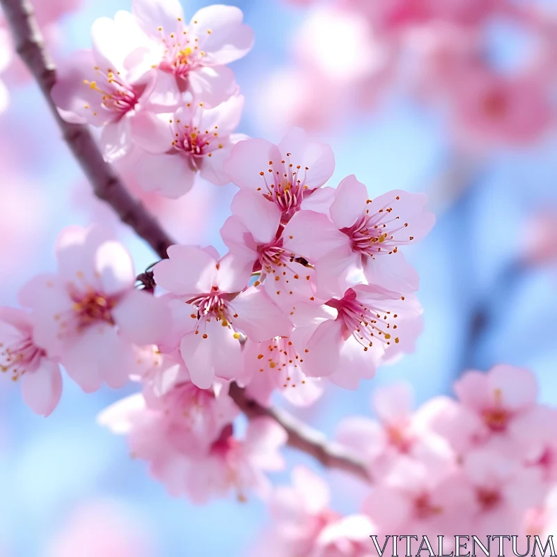 Close-Up of Pink Cherry Blossom Flowers AI Image