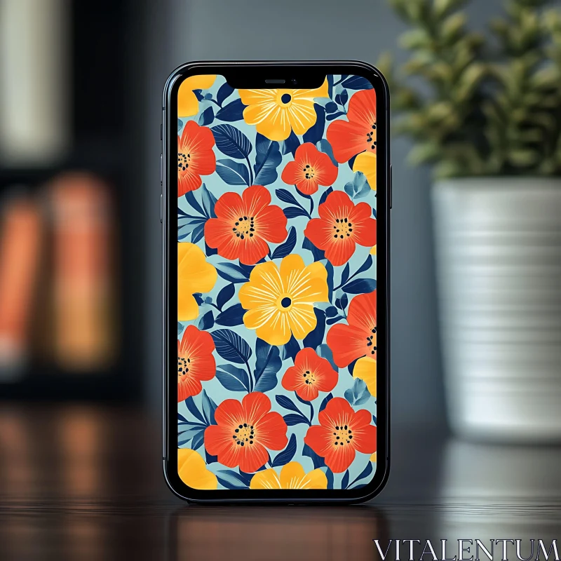 AI ART Bright Floral Smartphone Wallpaper