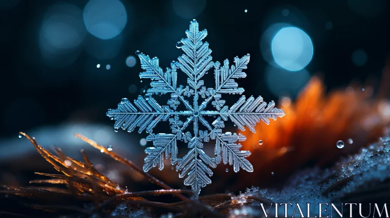 Captivating Snowflake Display in Silver and Azure AI Image