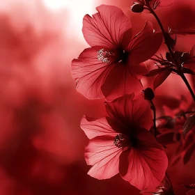 Detailed Red Hibiscus Blossoms