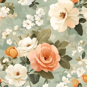 Elegant Floral Painting with Roses and Delicate Blossoms