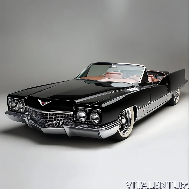 Classic Black Convertible with Tan Leather Interior AI Image