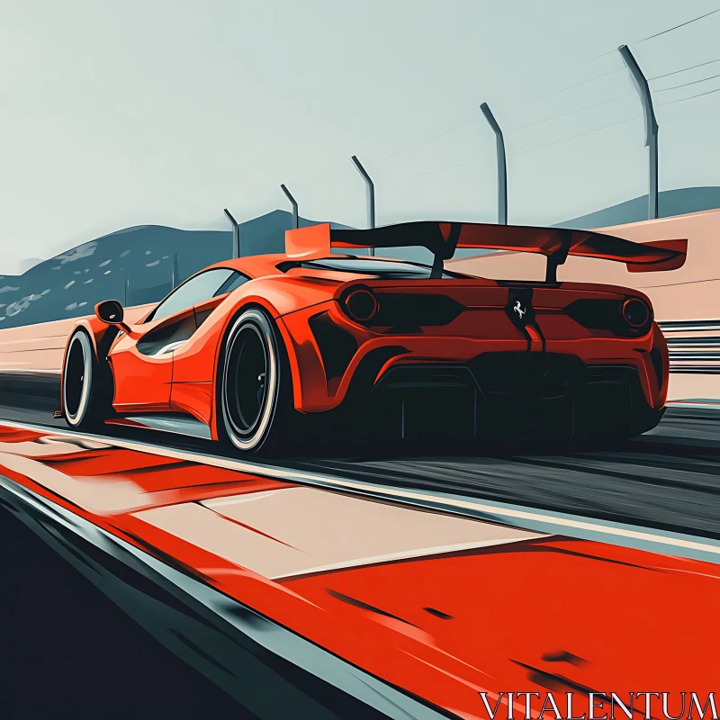 Aerodynamic Red Sports Car Racing AI Image