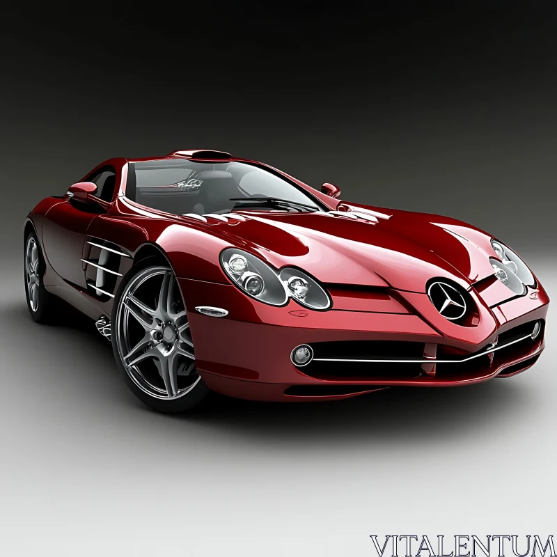 Sleek Red Sports Car with Stylish Headlights AI Image