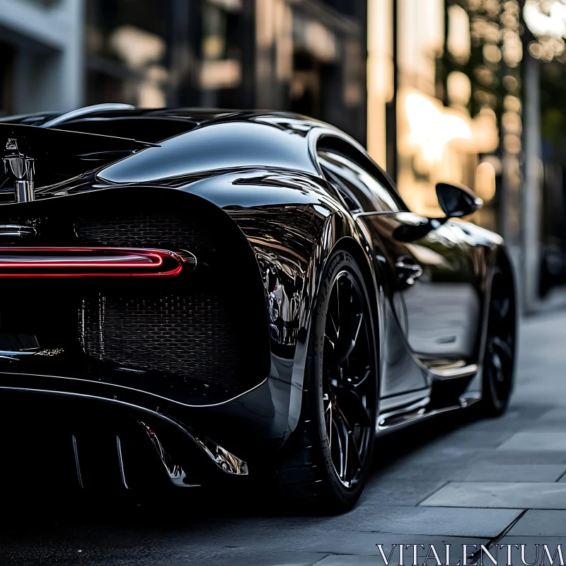 Elegant Black Sports Car on City Street AI Image