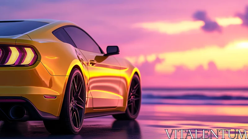 Elegant Sports Car in Sunset Glow AI Image