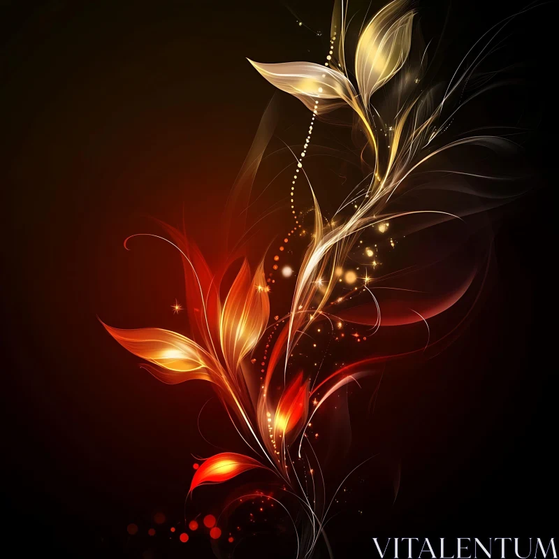 Luminescent Abstract Flora Digital Art AI Image