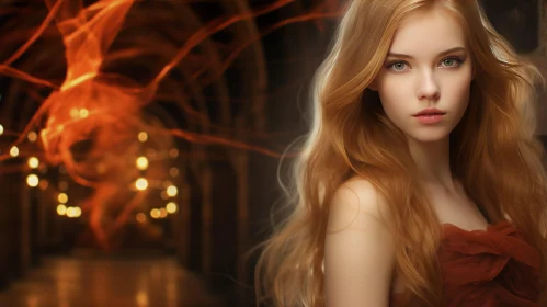 Enchanting Urban Fairy Tale: A Young Girl with Fire Streaks