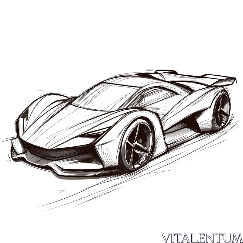 Sleek Automobile Design Drawing AI Image