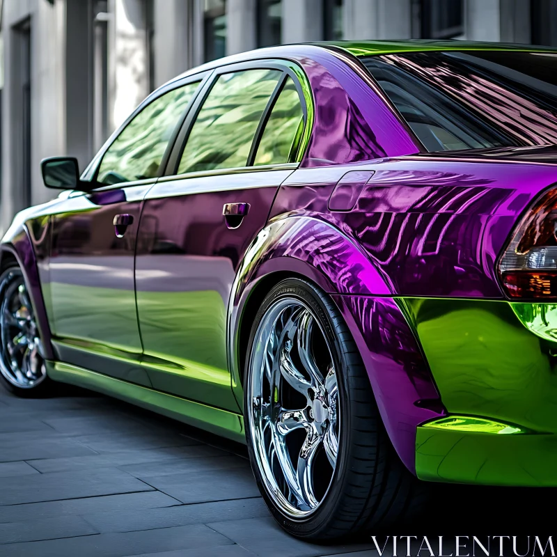 Eye-Catching Car with Chromatic Wrap AI Image