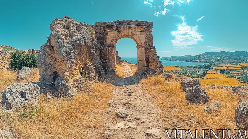 Historic Ruins with Panoramic Landscape AI Image