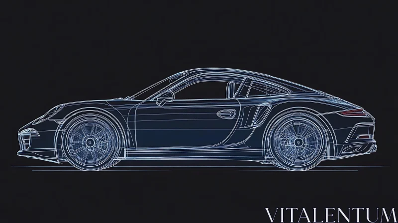 Technical Drawing of Sports Car Side View AI Image